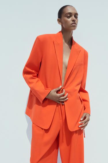 BLAZER OVERSIZE CROISÉE - Rouge / Corail de Zara - Image 1