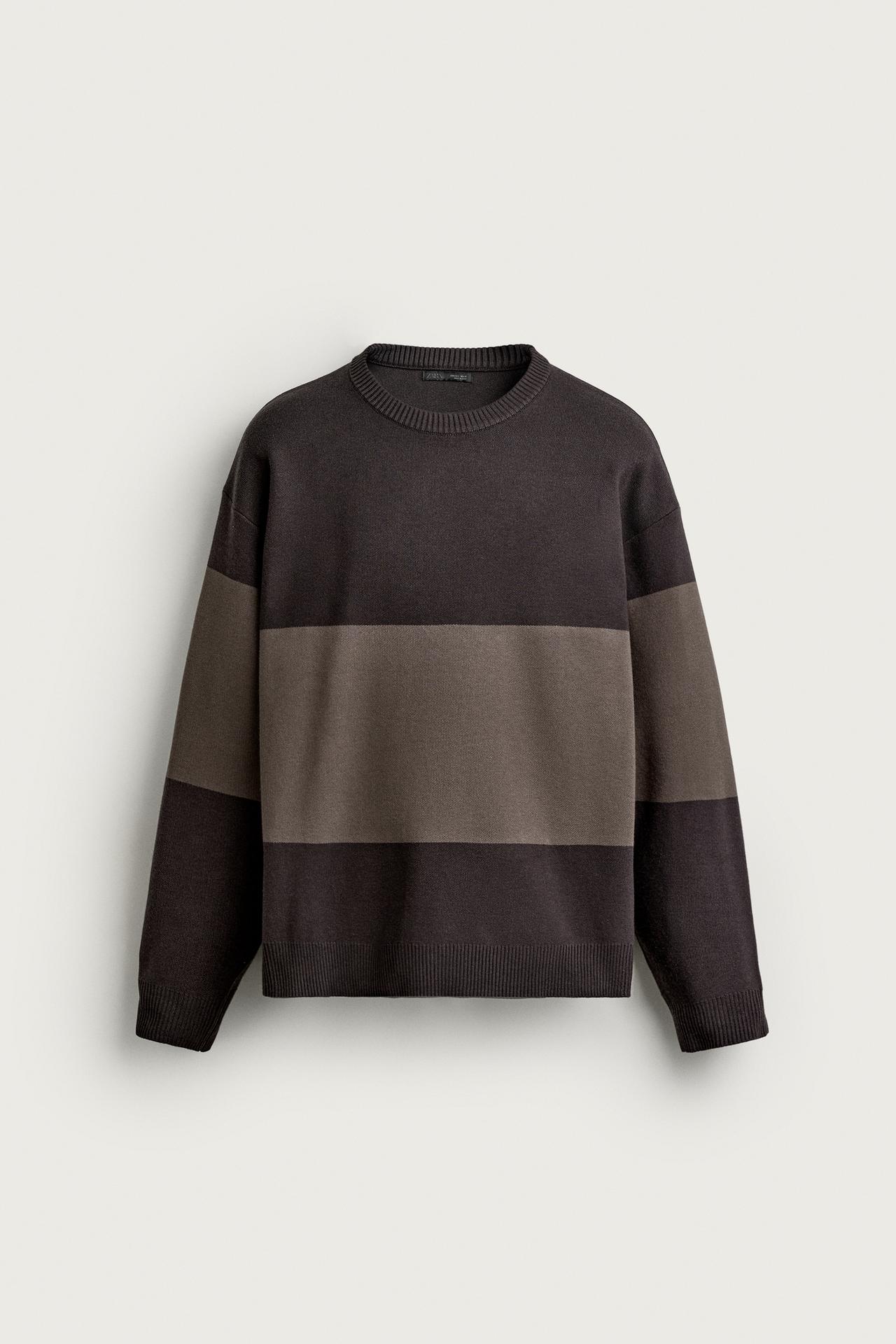 COLORBLOCK RELAXED FIT SWEATER — Chocolate brown