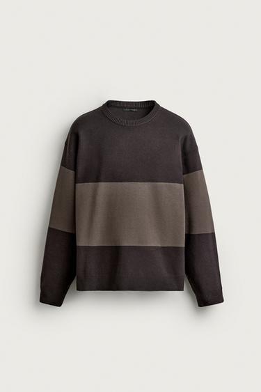 COLORBLOCK RELAXED FIT SWEATER — Chocolate brown 1
