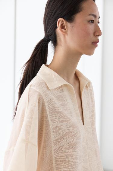 Camisa polera detalle bordado 100% algodón - Blanco de Zara