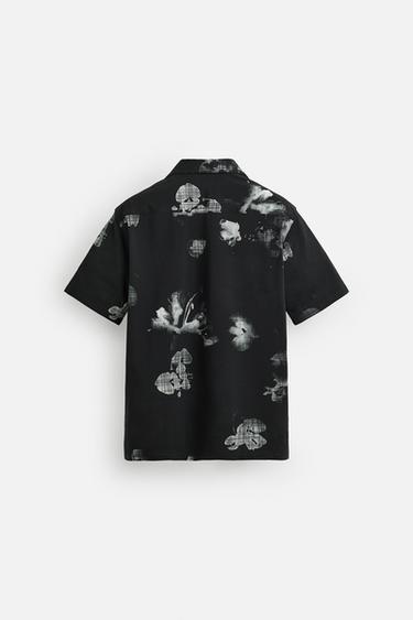 CHEMISE ÉLASTIQUE À IMPRIMÉ FLEURS - Noir de Zara - Image 7