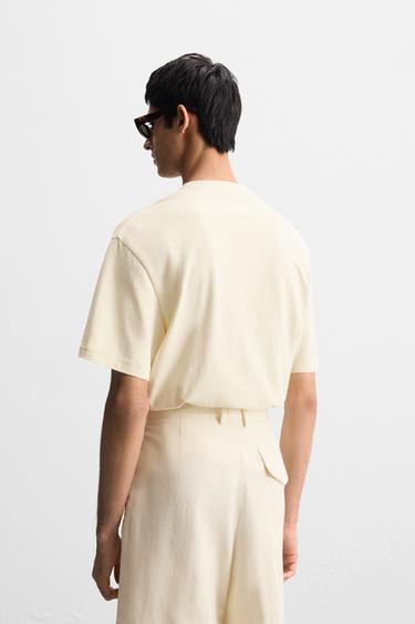 CONTRAST EMBROIDERY T-SHIRT - Ecru by Zara - Image 2