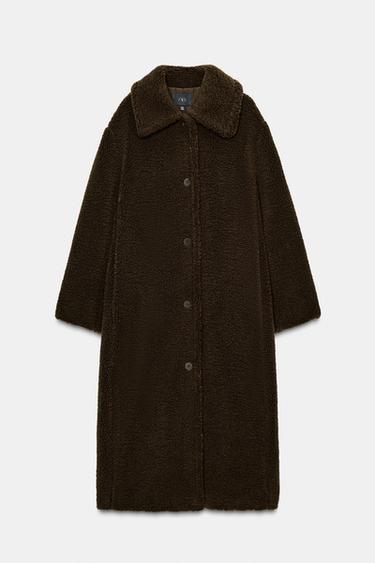 FAUX SHEARLING COAT - Dark brown by Zara - Image 0