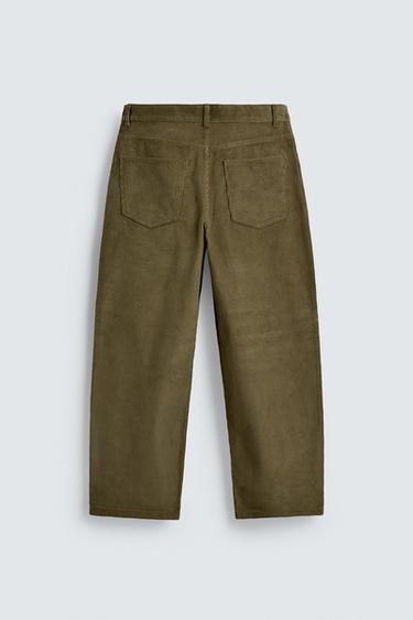 PANTALON BALLON FIT EN VELOURS CÔTELÉ - Kaki de Zara - Image 7