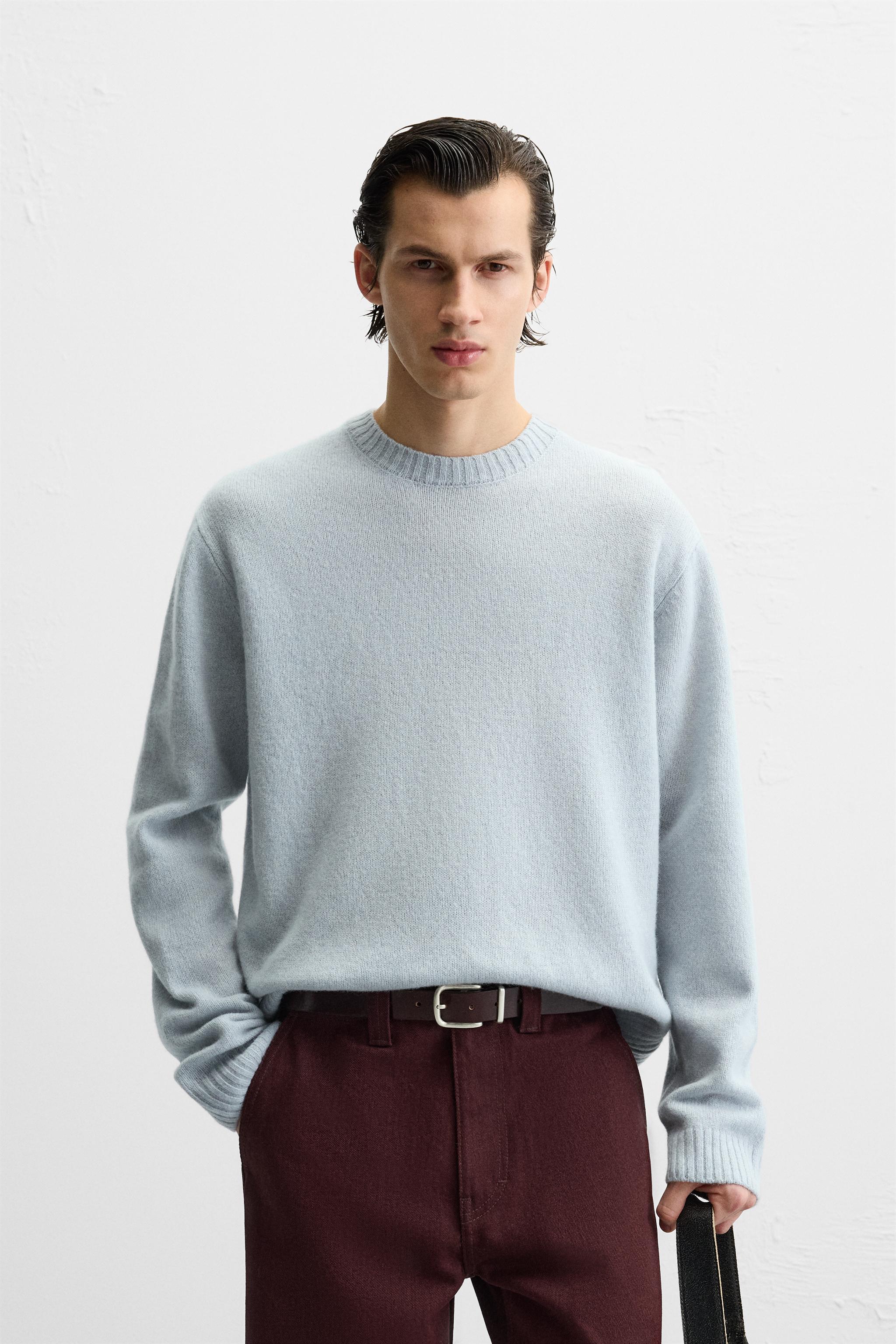 100 WOOL SWEATER Light blue ZARA United States