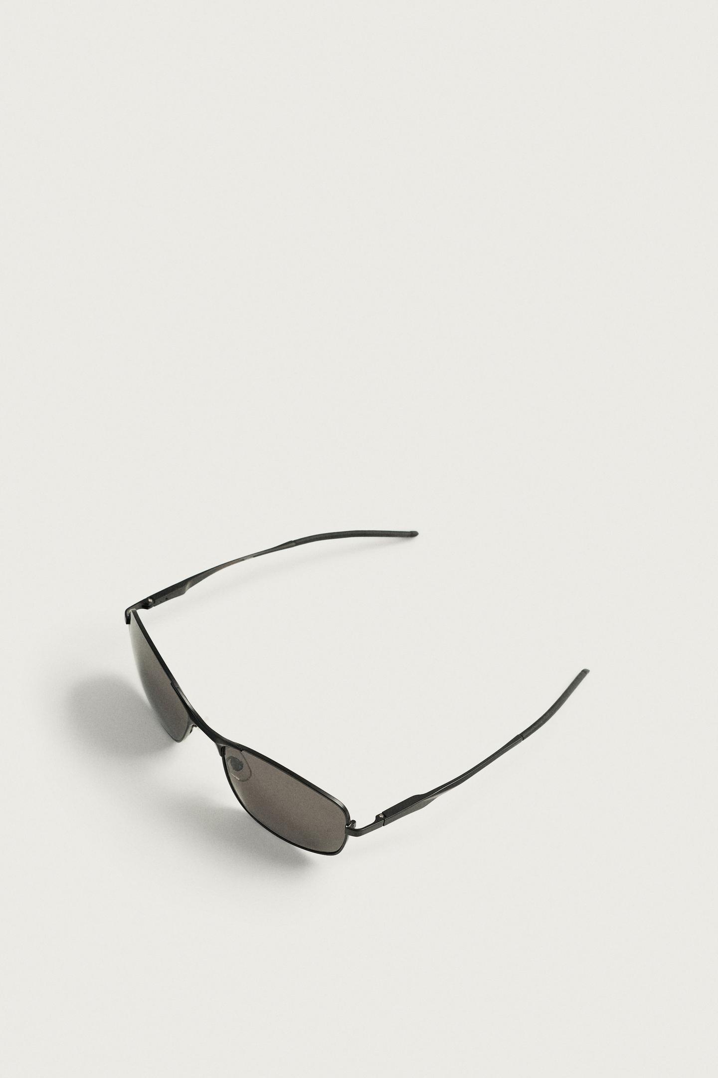 Мужские солнцезащитные очки Zara Oval Sunglasses, цвет: Чёрный — фото 5