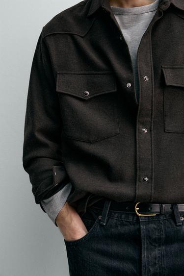 WESTERN SHIRT WITH WOOL AARON LEVINE X ZARA - Dark brown by Zara - Image 4