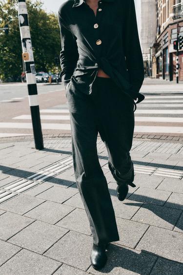PANTALÓN RECTO - Gris oscuro de Zara