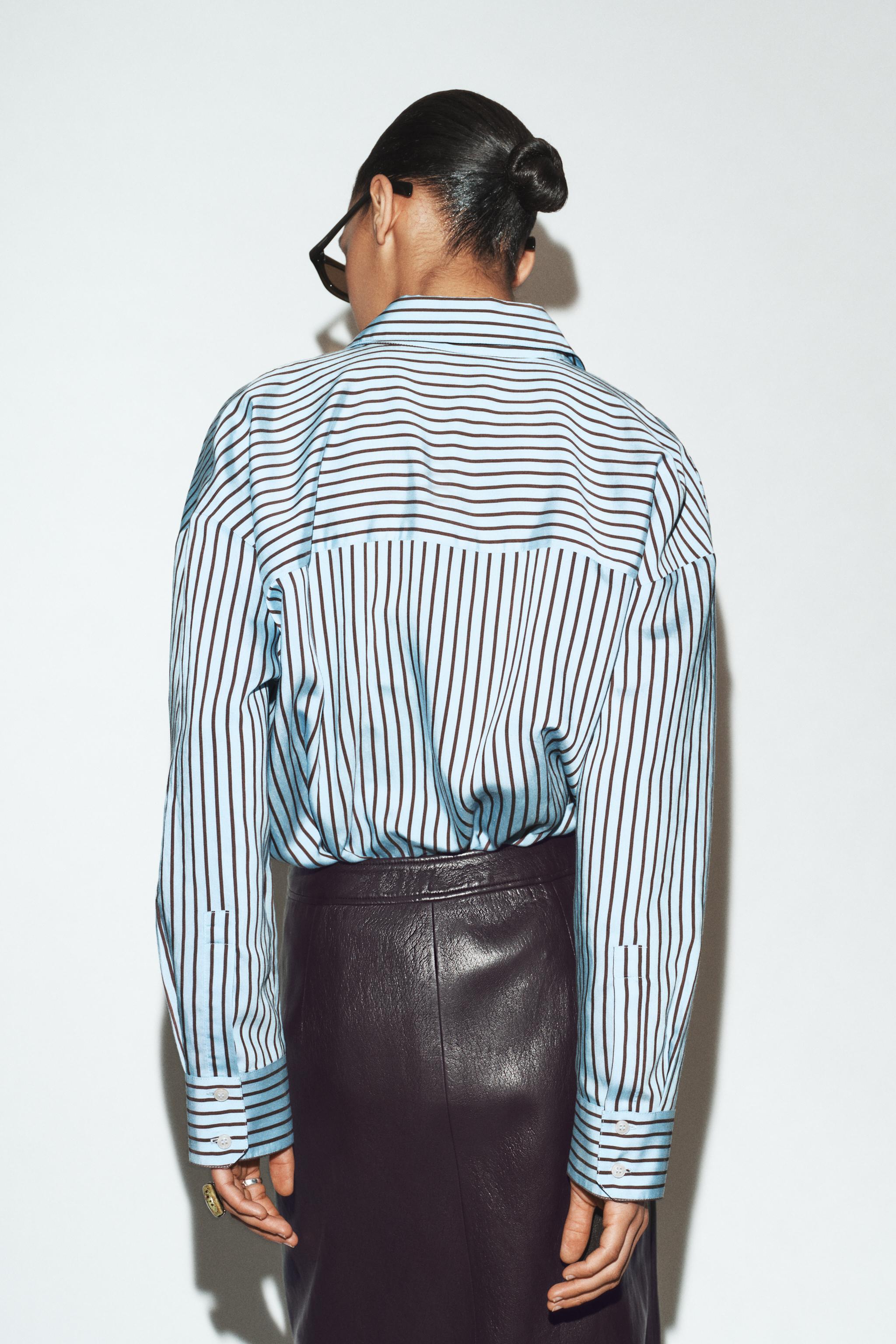ÇİZGİLİ OVERSIZE POPLIN GÖMLEK - Görsel 4