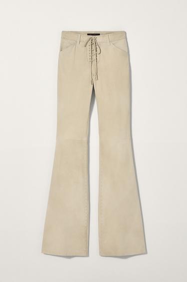 Zara SUEDE PANTS WITH TIES KATE MOSS X ZARA - Beige