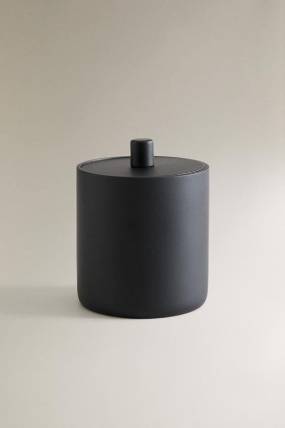 BLACK RESIN BATHROOM ORGANIZER JAR WITH LID - Black | ZARA Canada