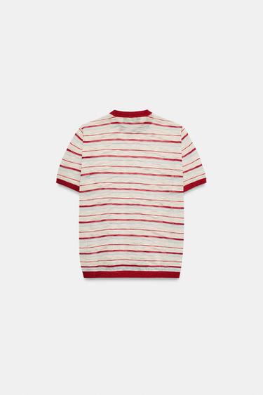 TOP EN MAILLE RAYÉE À MANCHES COURTES - Multicolore de Zara - Image 4