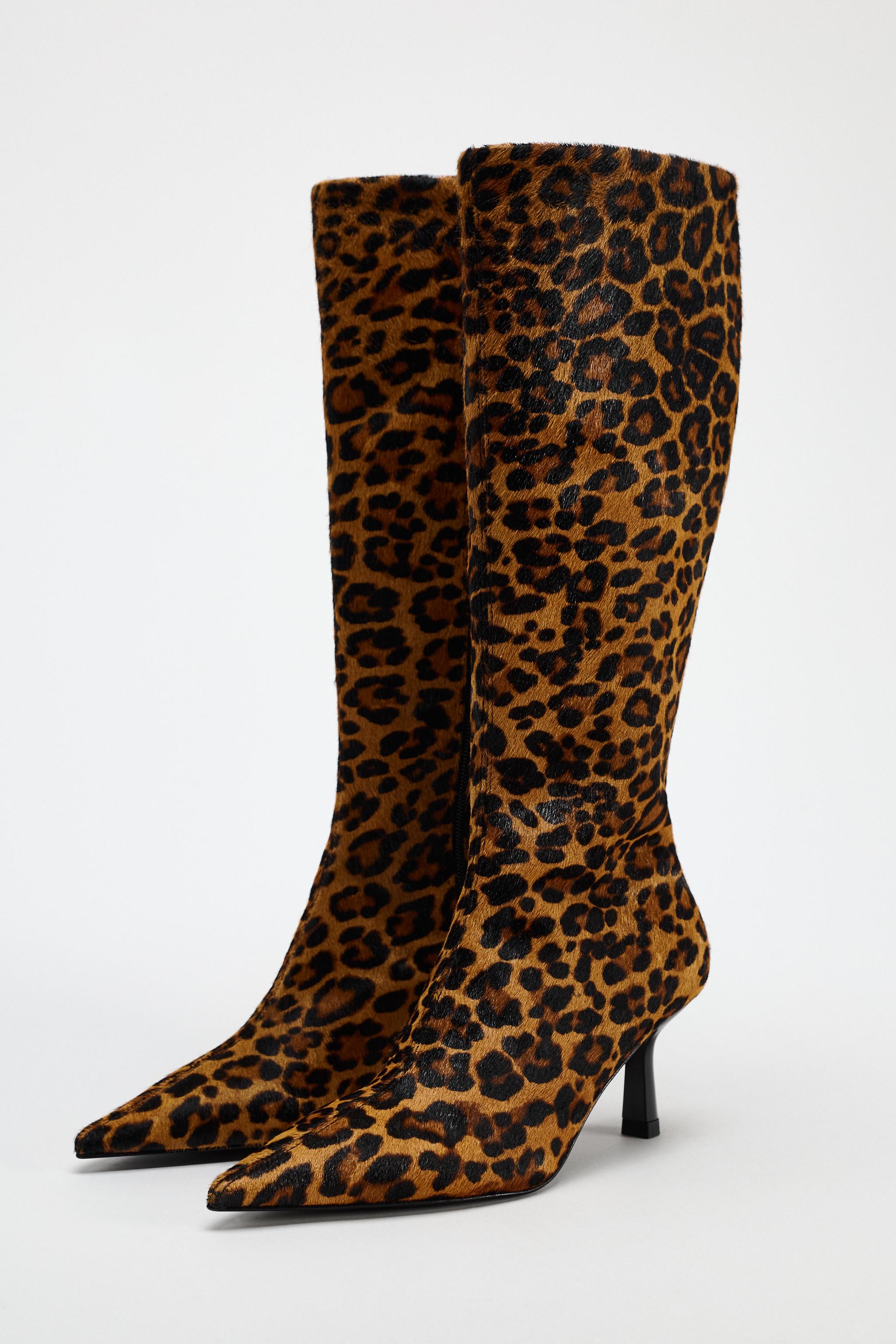 ANIMAL PRINT HEELED LEATHER BOOTS Leopard ZARA Canada