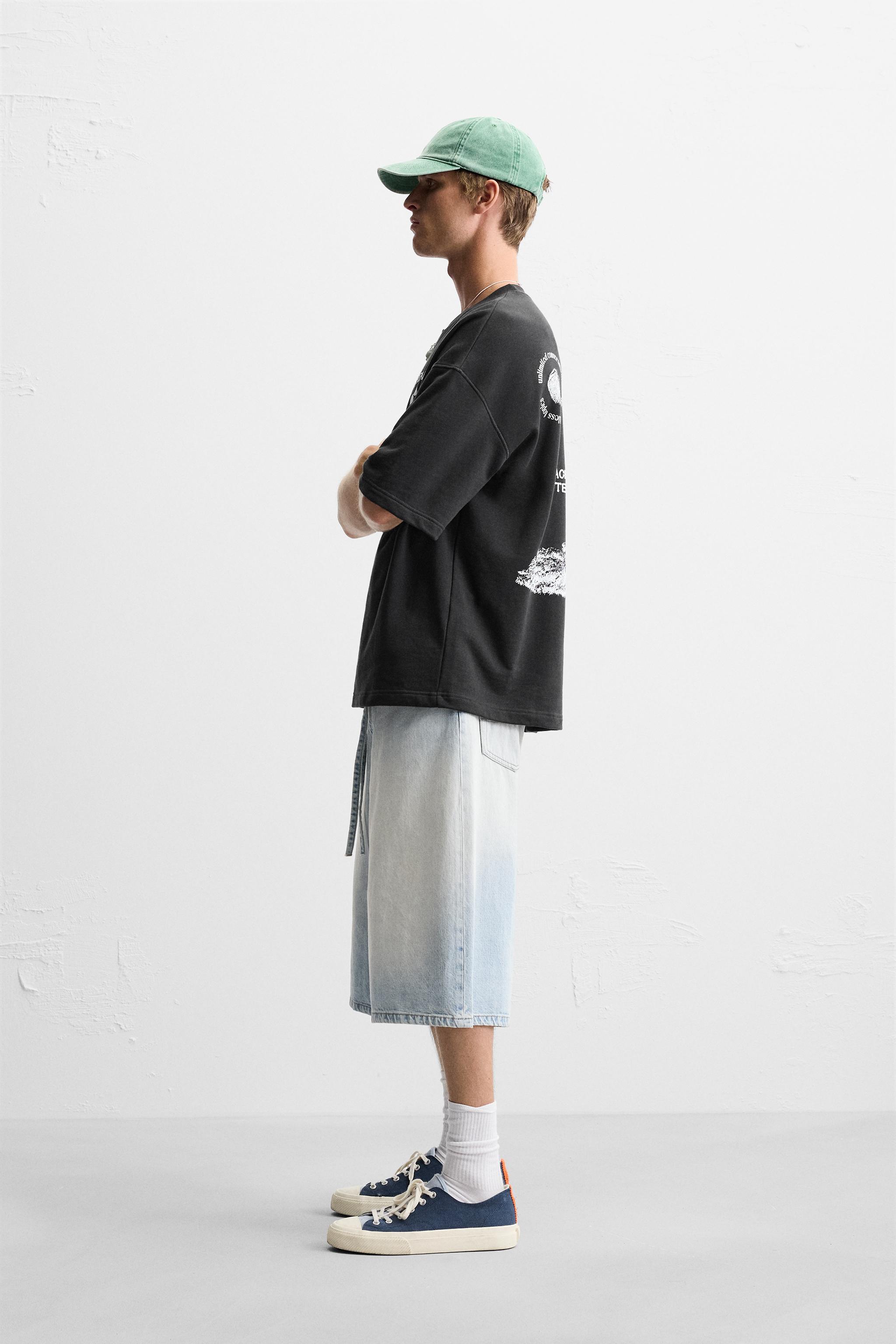 MIXED RAISED TEXT T-SHIRT - Black | ZARA United States