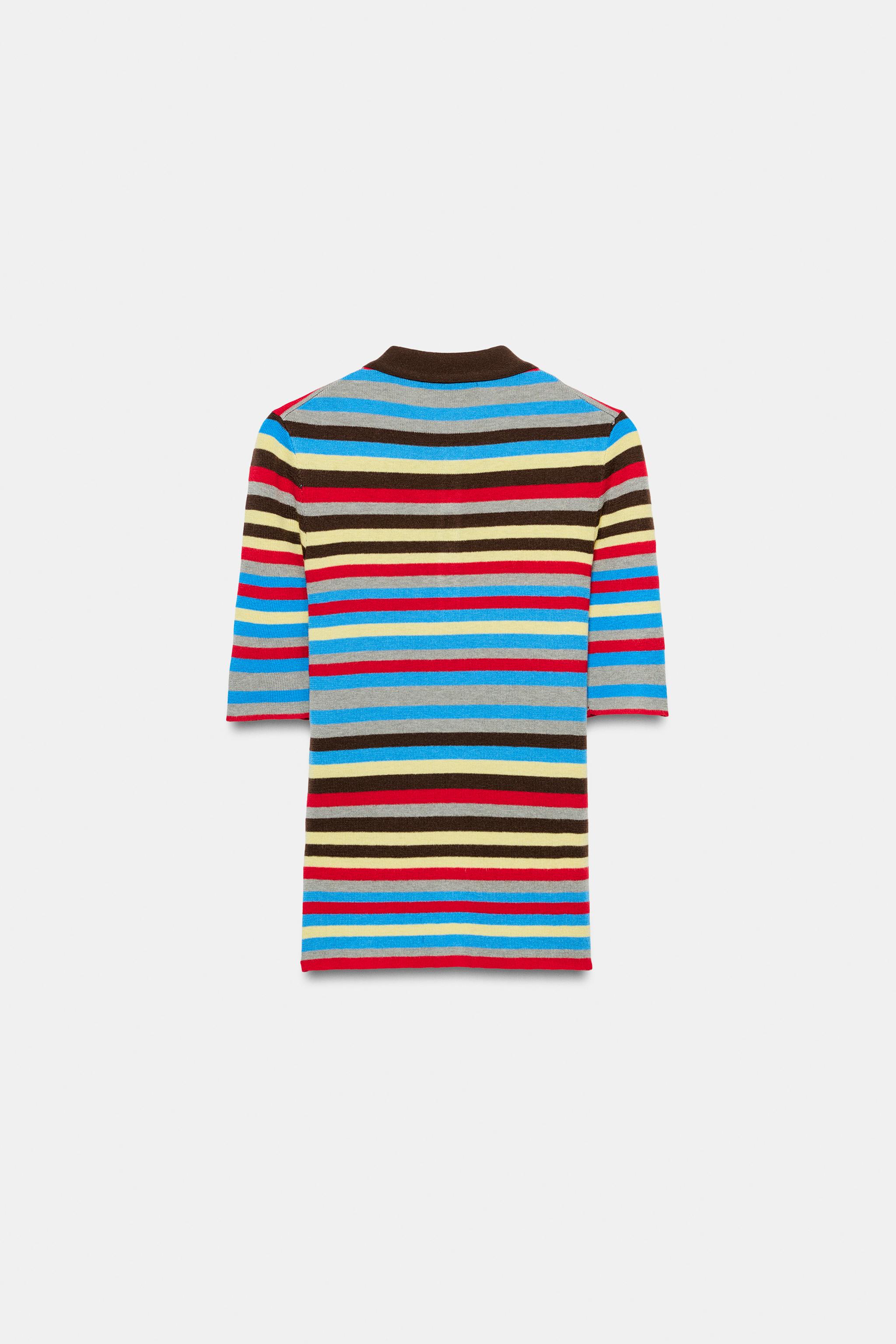Детские свитеры Zara STRIPED KNIT POLO JUMPER — фото 7
