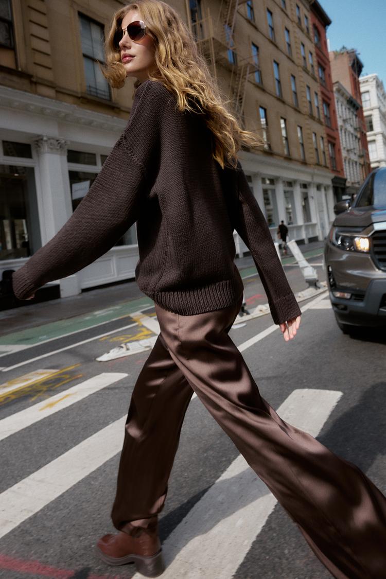 SATIN STRAIGHT LEG PANTS