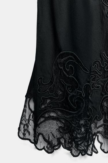 ZW COLLECTION SATIN EMBROIDERED TOP - Black by Zara - Image 5