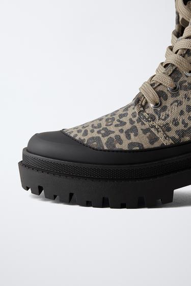 ANIMAL PRINT KNITTED ANKLE BOOTS - Beige by Zara - Image 4
