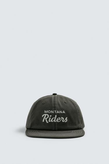 CONTRAST EMBROIDERED FLAT PEAK CAP - Dark grey by Zara - Image 4