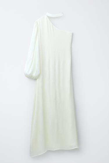 Zara ASYMMETRIC SATIN EFFECT DRESS - Light yellow - Image 0