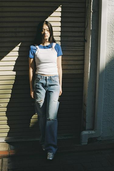TRF RIPPED MID-WAIST JEANS - Blue by Zara - Image 0