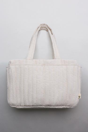 Zara GINGHAM MATERNITY BAG - Vichy White