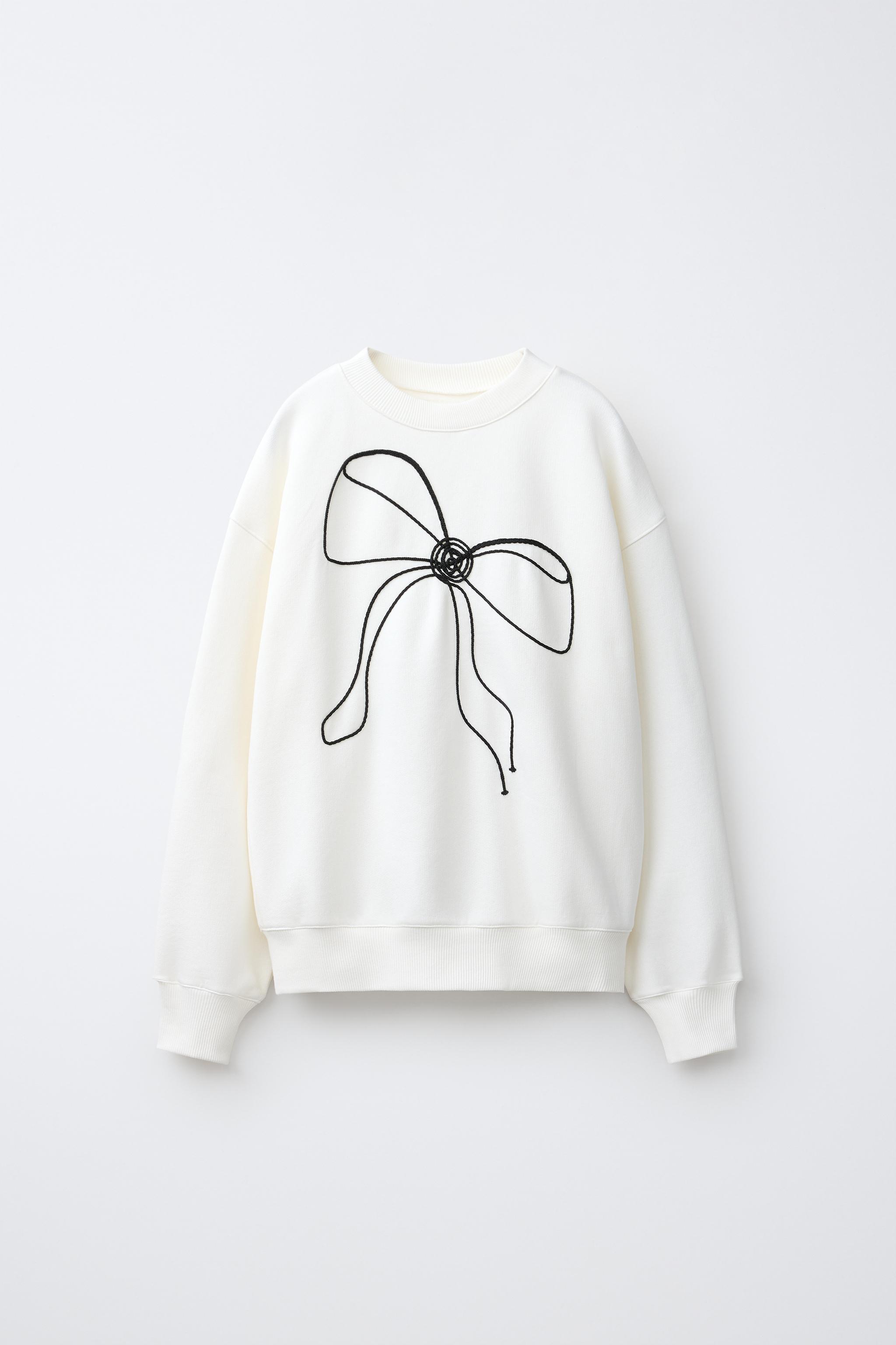 BOW SWEATSHIRT - Ecru | ZARA South Africa