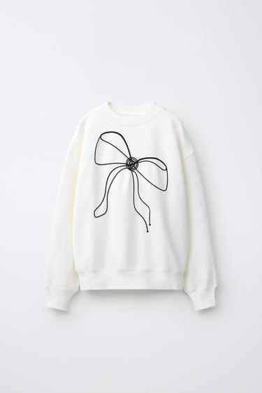 BOW SWEATSHIRT - Ecru by Zara