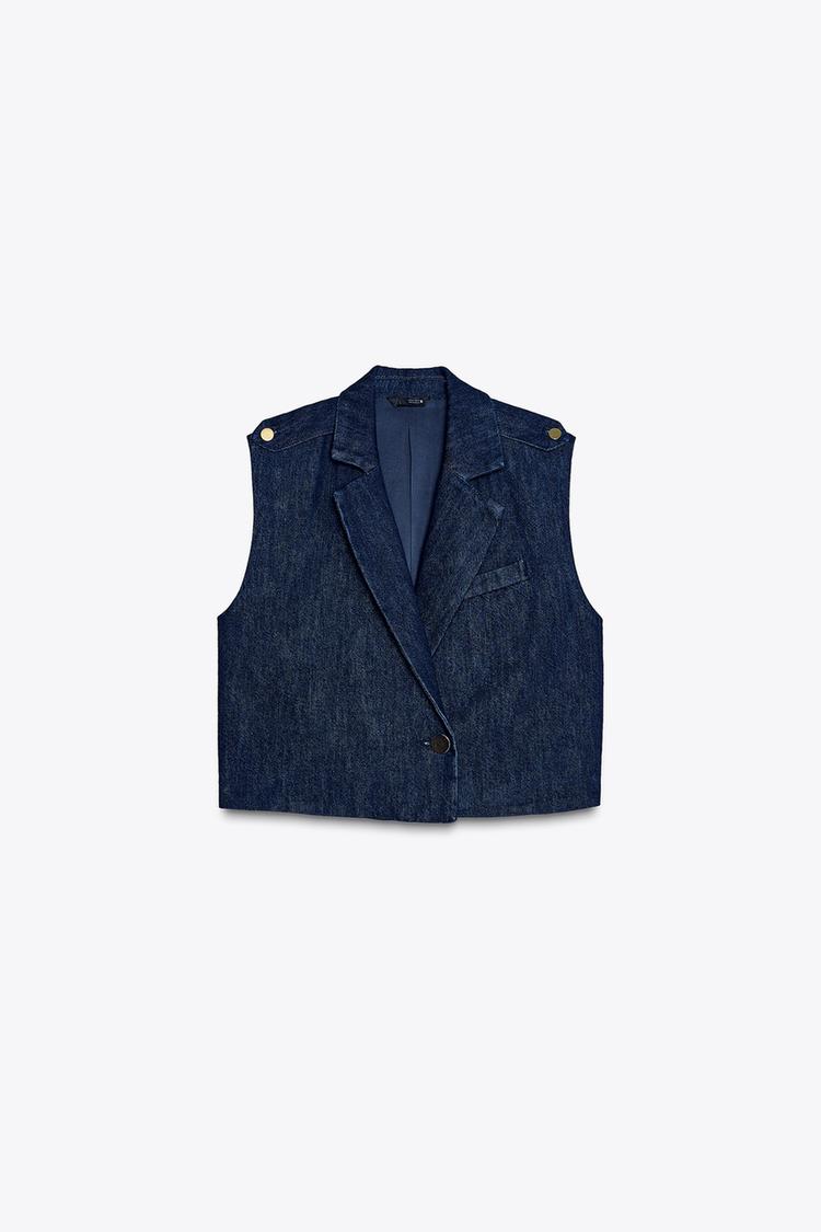 Z1975 SHORT DENIM WAISTCOAT - Blue by Zara - Image 2