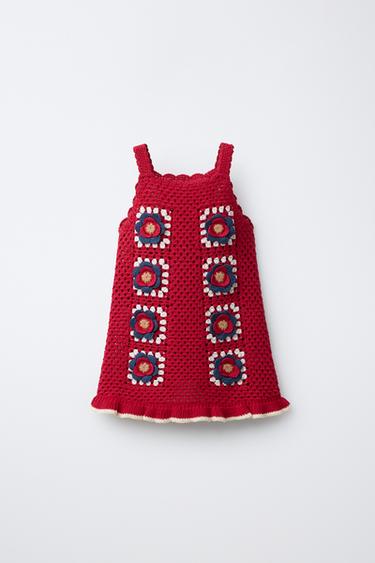 STRICKKLEID MIT HÄKELBLUMEN - Rot von Zara