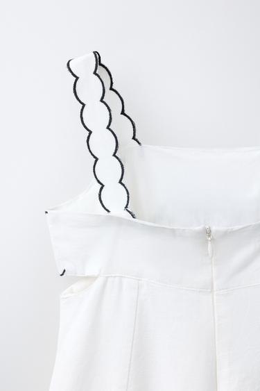 LONG EMBROIDERED CUT-OUT JUMPSUIT WITH COTTON AND LINEN - Ecru / Black by Zara - Image 2