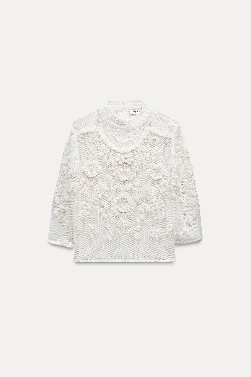 ZW COLLECTION 刺繍入りトップス - オフホワイト | ZARA Japan / 日本