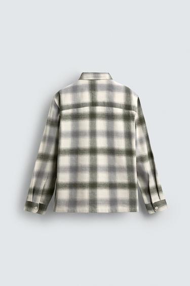 CHEMISE À CARREAUX EN FLANELLE - Vert / Écru de Zara - Image 7