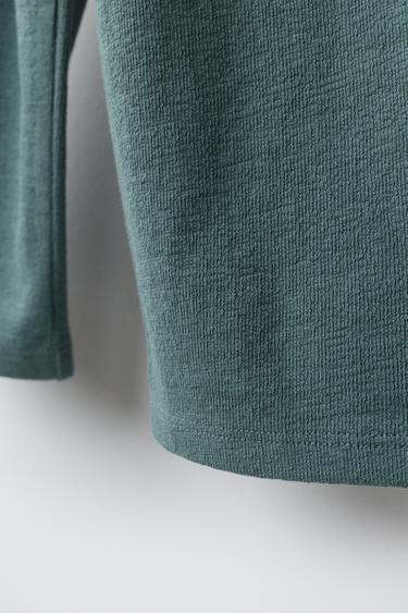 PANTALON LARGE À TEXTURE LISSE - Bleu canard de Zara - Image 3