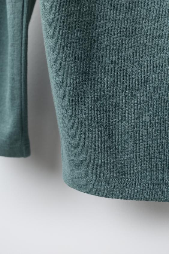 PANTALON LARGE À TEXTURE LISSE - Bleu canard de Zara - Image 3