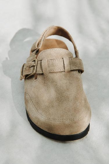 STORIESZ - SPLIT SUEDE CLOGS - Sand Brown by Zara