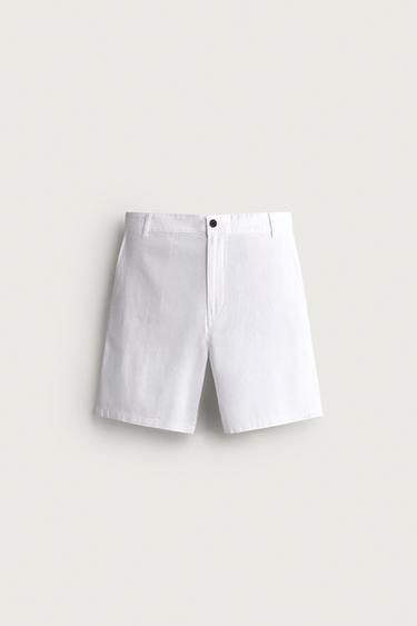 Zara STRUKTURISANE BERMUDE REGULAR FIT KROJA – Bela