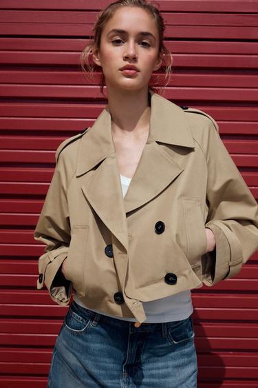 VESTE COURTE CROISÉE - Marron clair de Zara - Image 3