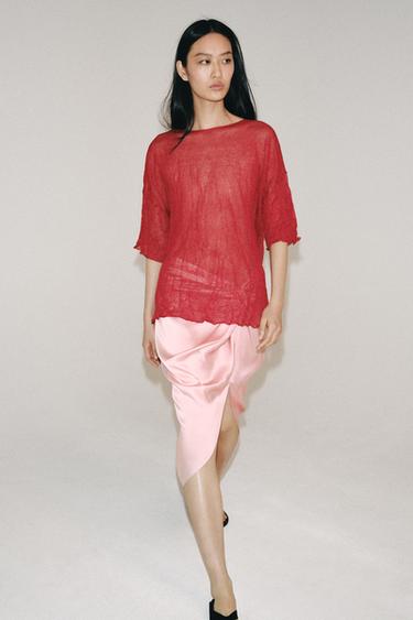 TOP EN MAILLE EFFET FROISSÉ - Rouge moyen de Zara - Image 4