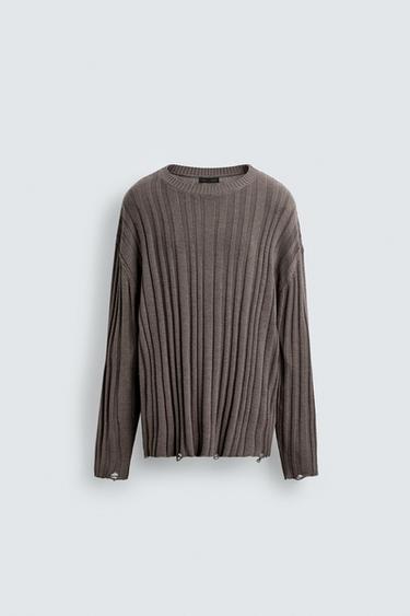 JERSEI DE CANALÉ DESAGULLATS - Marró de Zara