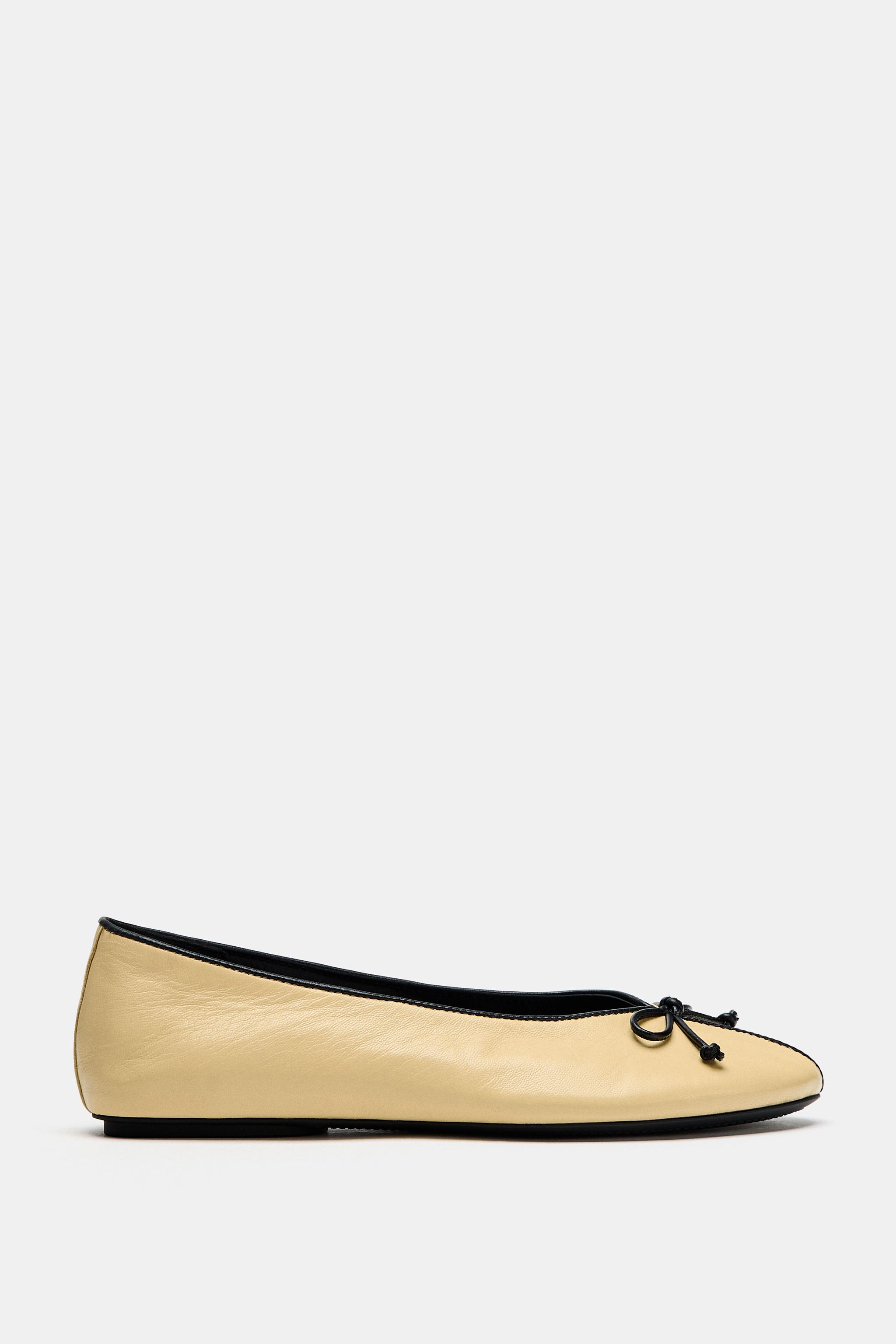 LEATHER BOW BALLET FLATS