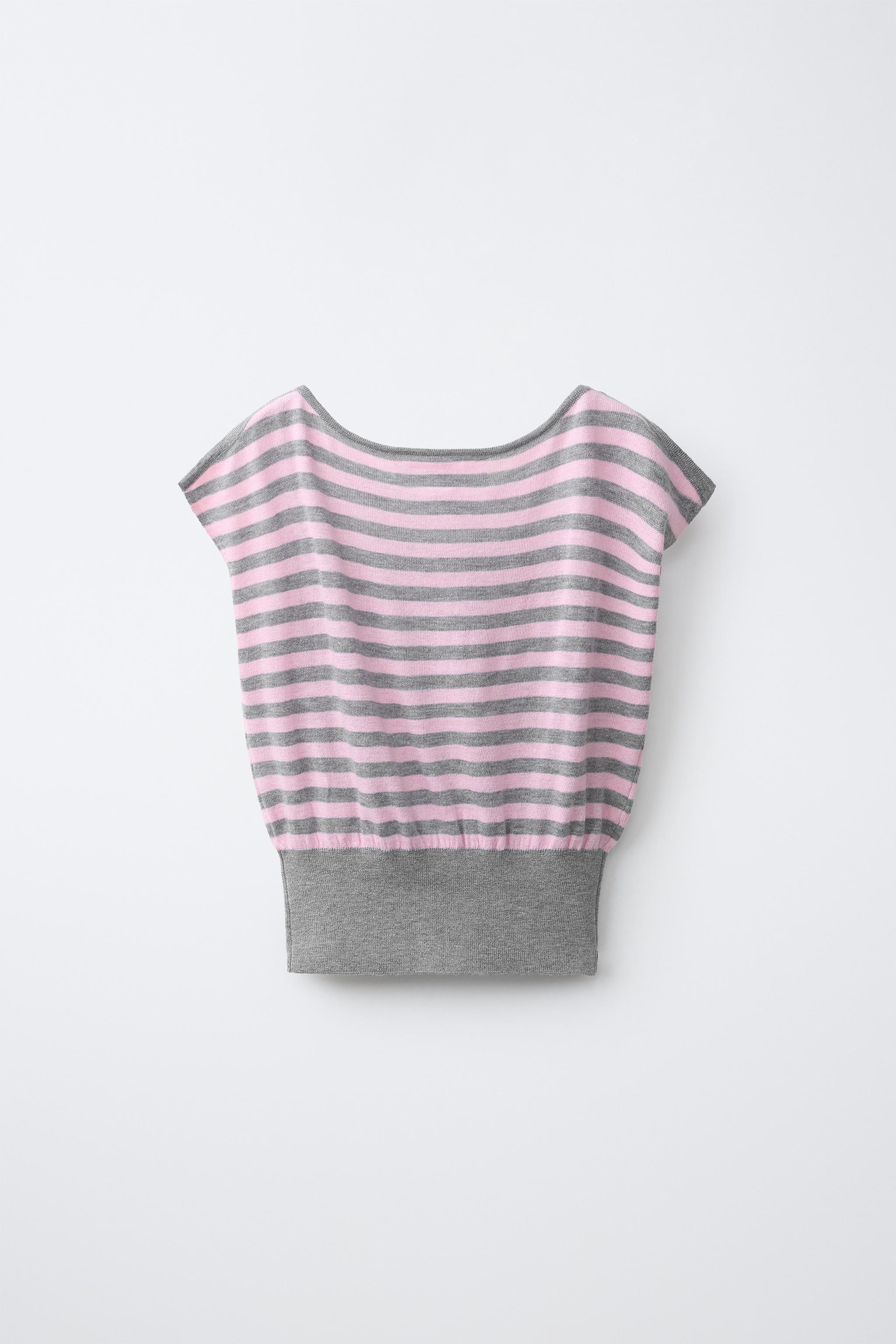 STUDDED KNIT TOP — striped