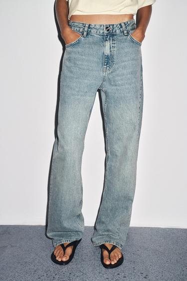 ZW COLLECTION RELAXED MID-WAIST JEANS - Light blue by Zara