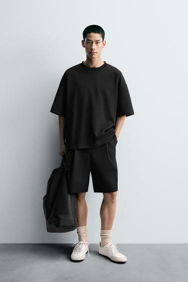 Zara 雕刻效果印字 T 恤 - 黑色 - 圖片 0