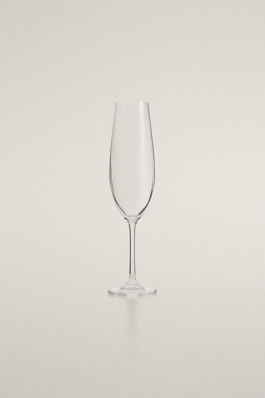 SEKTFLÖTE AUS GLAS MIT WELLEN - Transparent