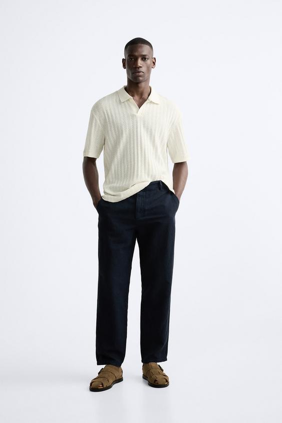 TEXTURED STRIPED POLO - Ecru | ZARA United States