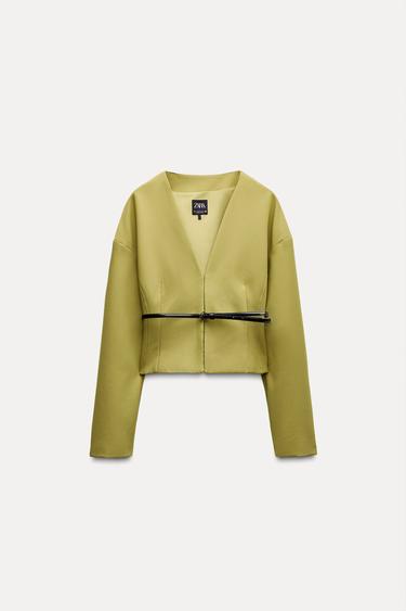 FITTED BLAZER WITH BELT - Pistachio by Zara