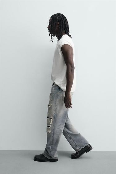 RIPPED LOOSE FIT JEANS - Light blue by Zara - Image 5