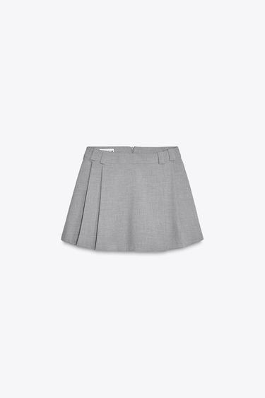 FALDA PANTALON TABLAS - Gris claro de Zara