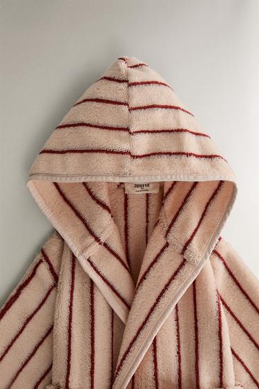 CHILDREN'S STRIPED VELOUR BATHROBE - Pink by Zara - Image 1